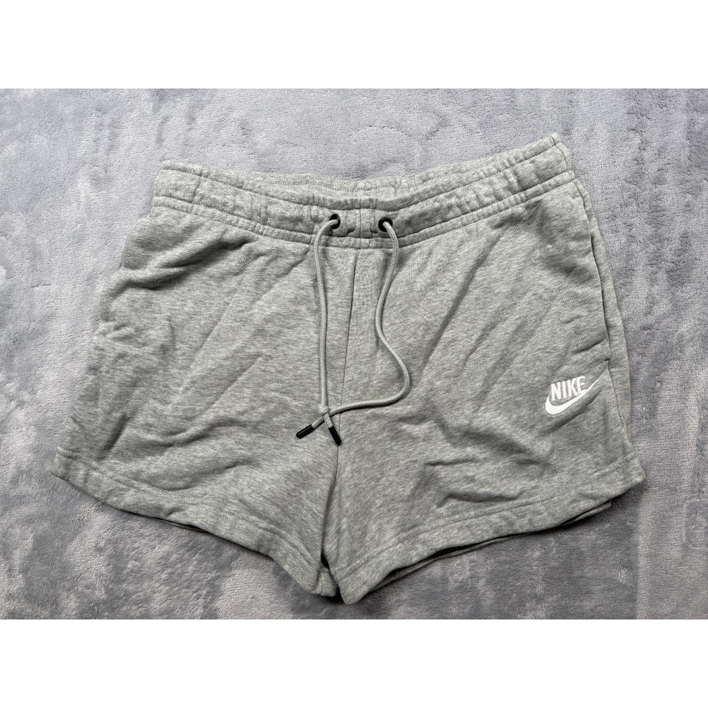 Nike Sweat Shorts Womens Small Gray French Terry Athletic Fit Drawstring Waist